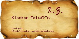 Klecker Zoltán névjegykártya
